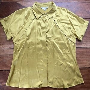 Vintage Pendleton Chartreuse 100% Silk Blouse Size Women’s 12 Petite Blouse